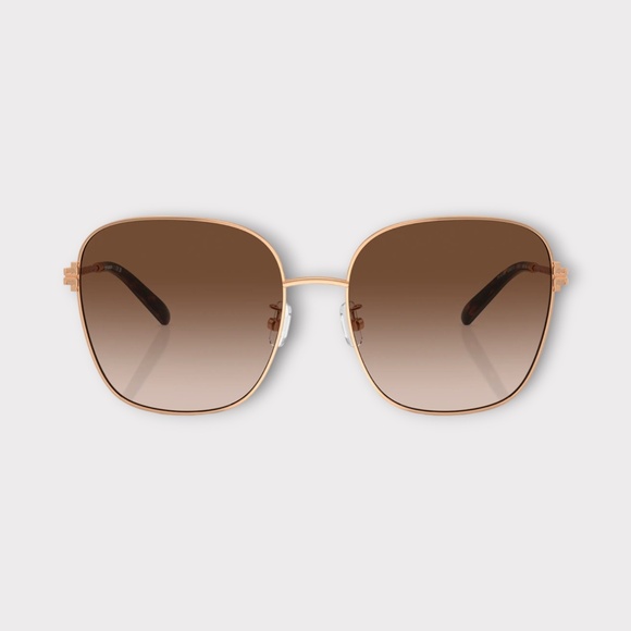 Women\'s Tory Burch Square Sunglasses in Rose Gold Frame & Light Brown Lens 57 mm main image 4